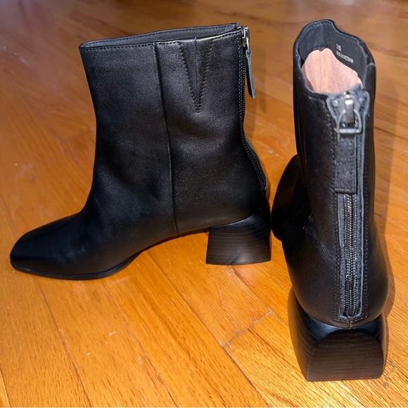 Linea Paolo Womens Black Sage Boots Block Heel Square Toe Booties 11 M NEW Y2K - Picture 7 of 13